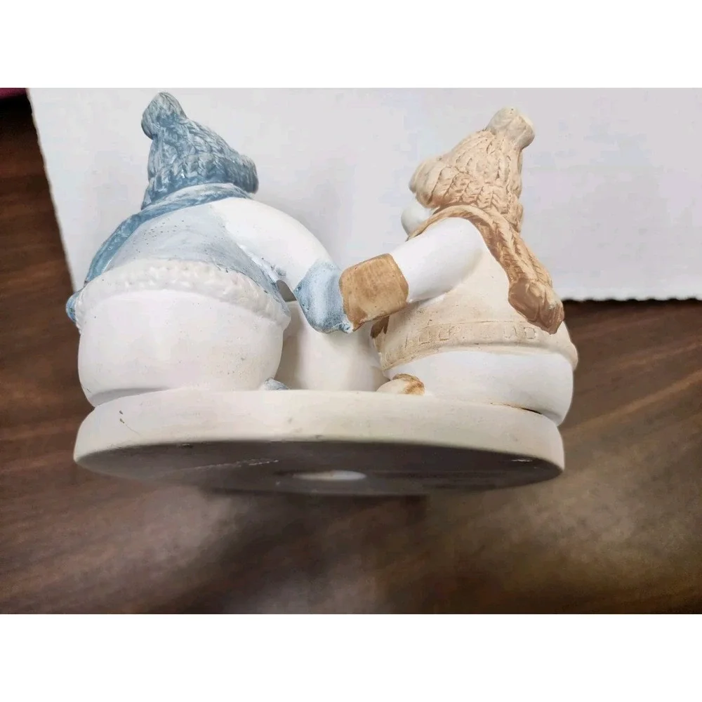 Penco Circle of Friends Snowmen Ceramic Tea Light Candle Holder 2000 7.5